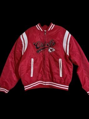 Women’s Kansas City Chiefs Red Satin Bomber Jacket XXL